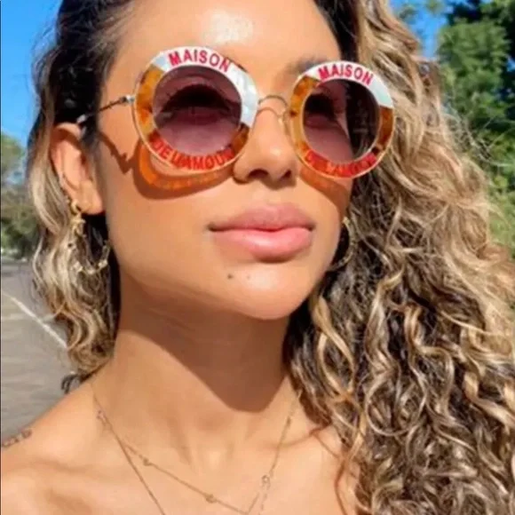 GUCCI UNSEX “ HOUSE OF LOVE HAVANA & PEARL LINE DETAILING ROUND SUNGLASSES